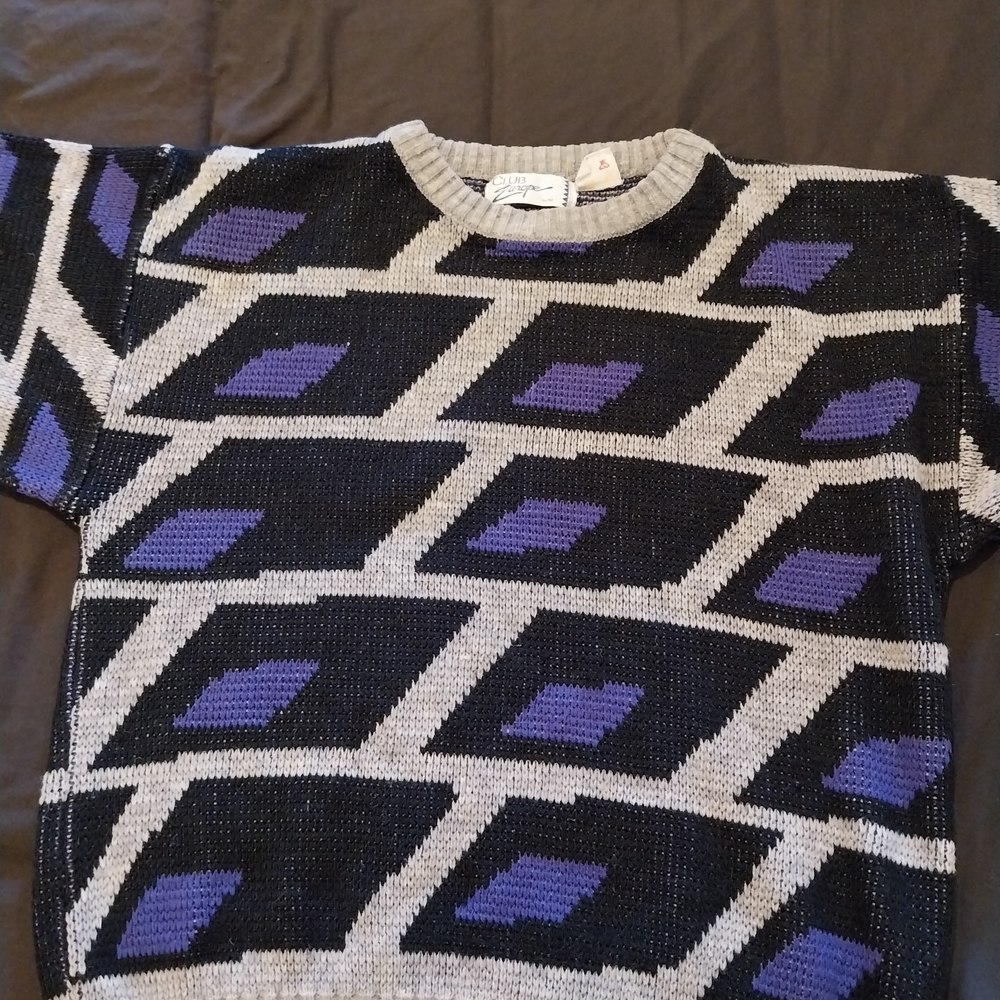 Geometric Black and Purple Men's Sweater
